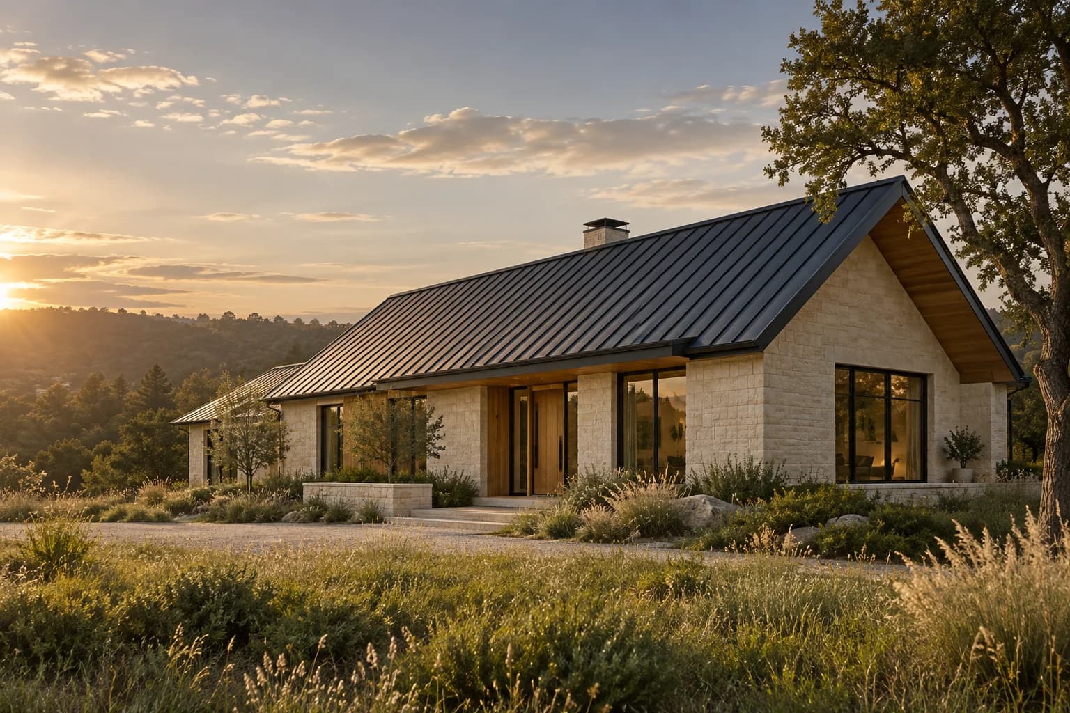Architectural concept of a contemporary home and standing-seam roof