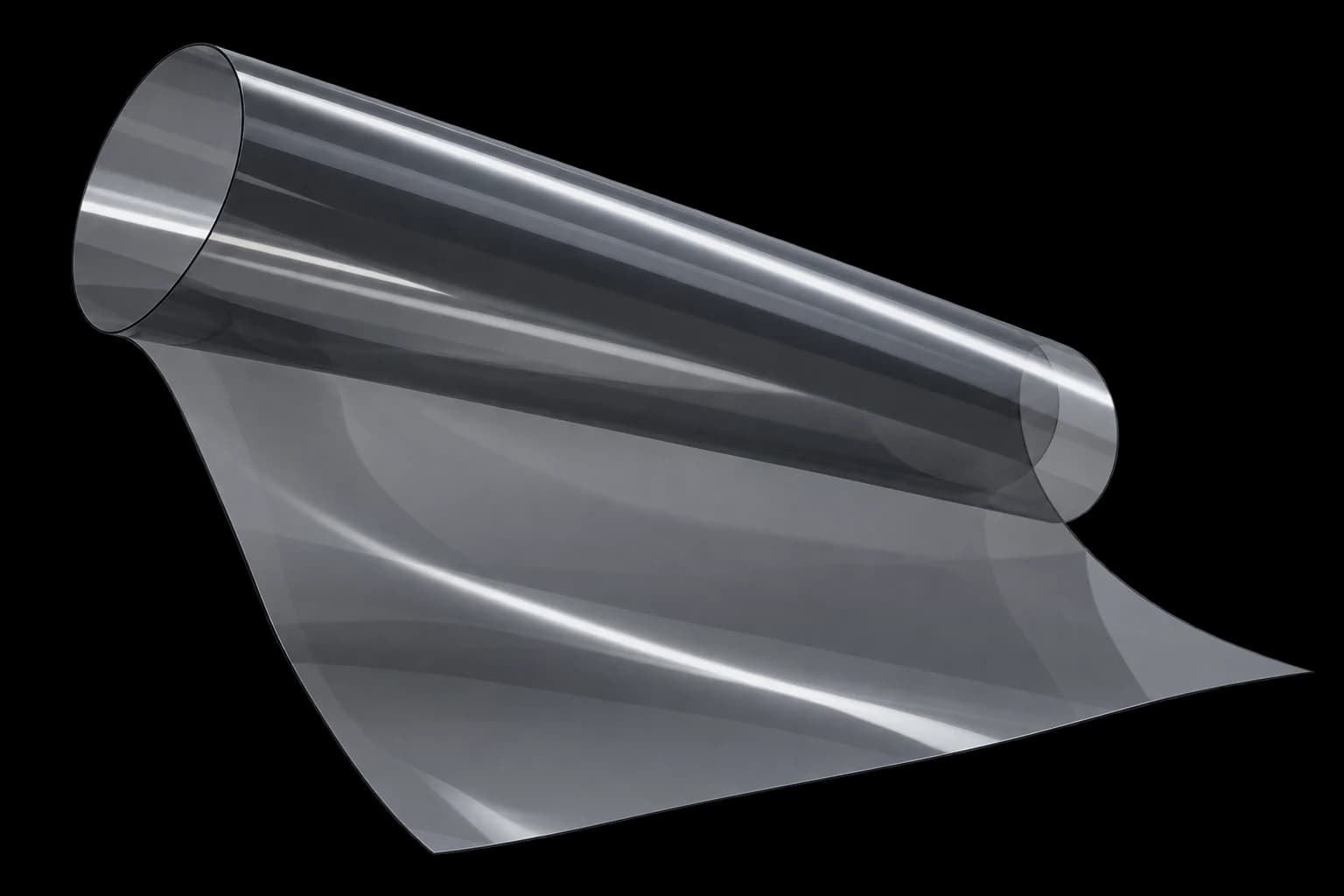 Study of a curled sheet of translucent graphite window film